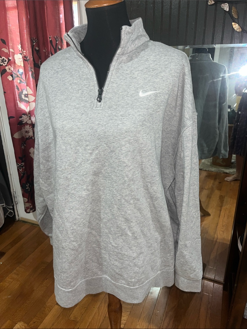 Nike Gray Quarter-Zip Turtleneck Pullover Sweatshirt